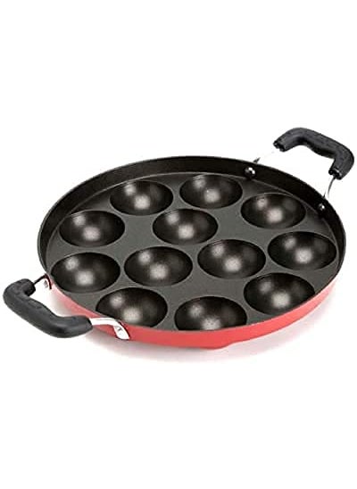 KD ZONE 12 Pcs Appam MakerBlack And Red ColorTight Lid  - Image 2