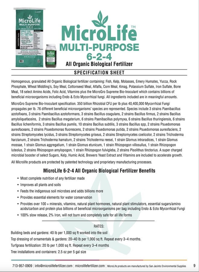 MicroLife Multi-Purpose (6-2-4) Professional Grade Granular Organic Fertilizer for All Plants, 7 LBS - Image 5