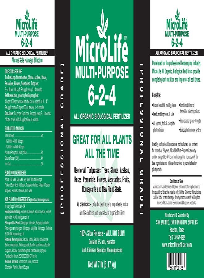 MicroLife Multi-Purpose (6-2-4) Professional Grade Granular Organic Fertilizer for All Plants, 7 LBS - Image 2