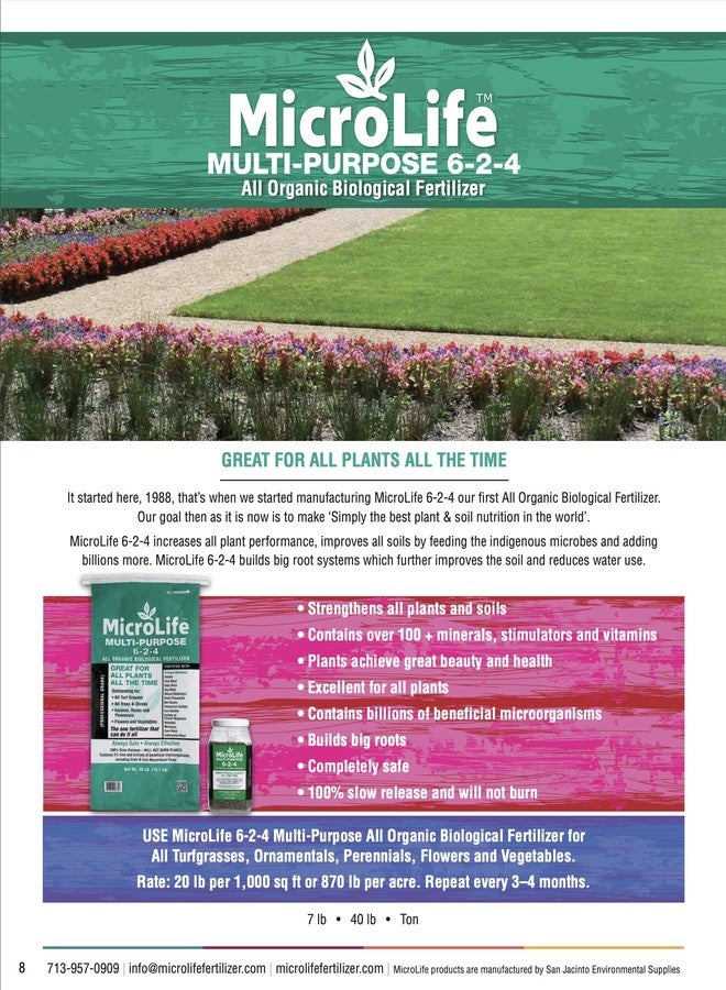 MicroLife Multi-Purpose (6-2-4) Professional Grade Granular Organic Fertilizer for All Plants, 7 LBS - Image 3