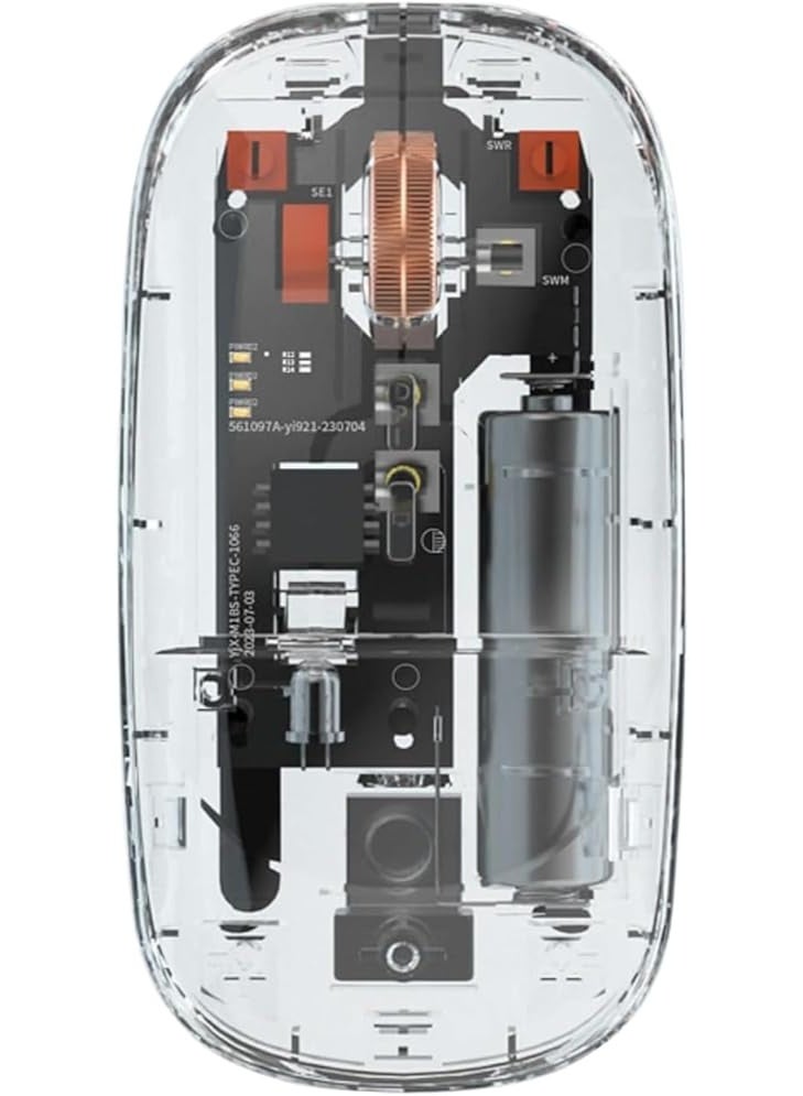 Wireless Bluetooth Gaming Mouse - Transparent Triple Mode (BT + 2.4G) Rechargeable Silent Mouse with 6 Buttons for PC, Laptop & Tablet - Image 1