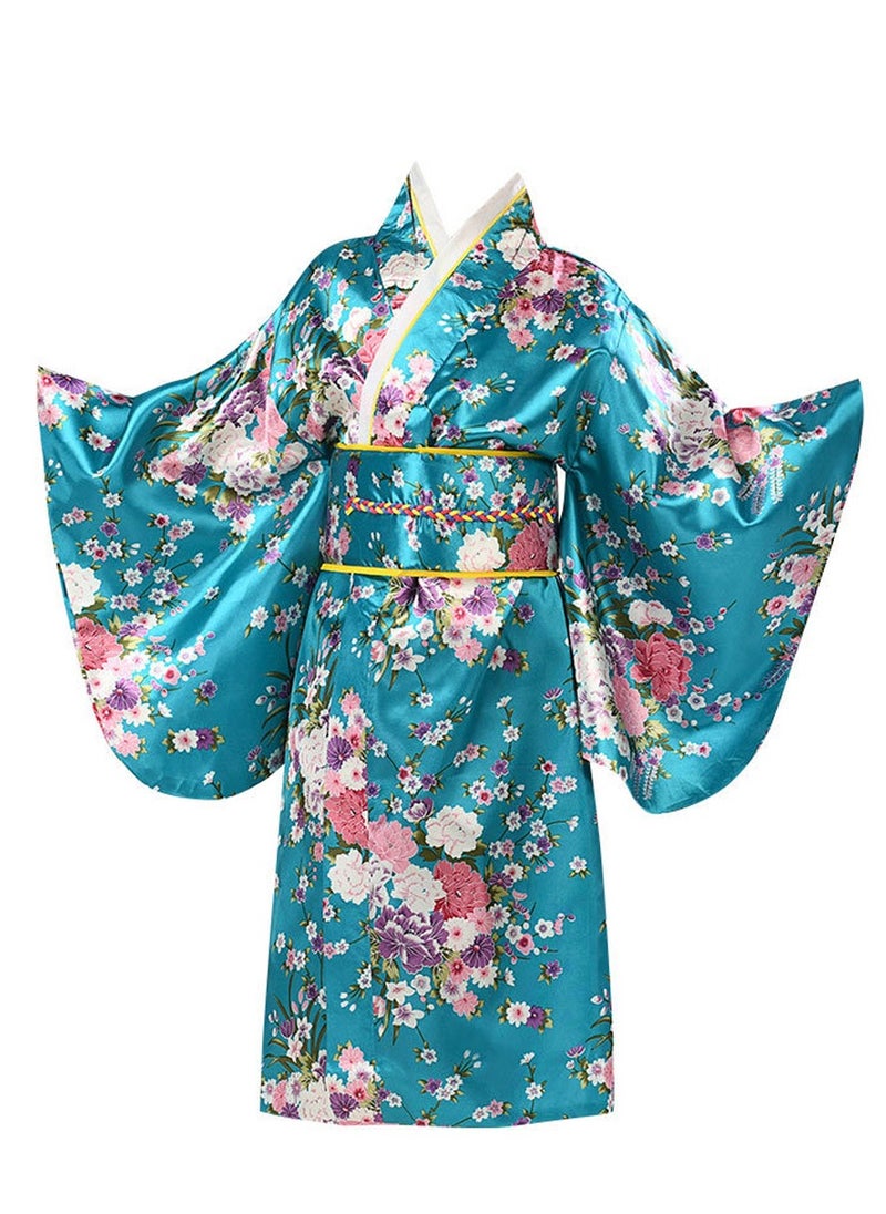 Al Aoyama Al Aoyama  Japanese Costume Girl Deluxe Blossom Kimono Yukata Robe with OBI Belt Party Fancy Dress  - Image 4