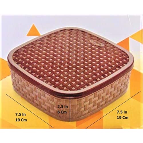 Suzec Masala Rangoli Box Dabba for Keeping Spices | Spice Box for Kitchen | Plastic Wooden Style Masala Box | Masala Container | Masala Dabba (Brown, Grey, Cream & Beige) - Image 4