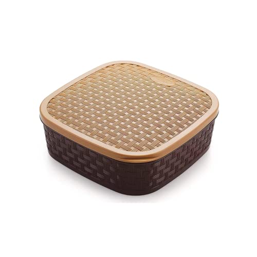 Suzec Masala Rangoli Box Dabba for Keeping Spices | Spice Box for Kitchen | Plastic Wooden Style Masala Box | Masala Container | Masala Dabba (Brown, Grey, Cream & Beige) - Image 5