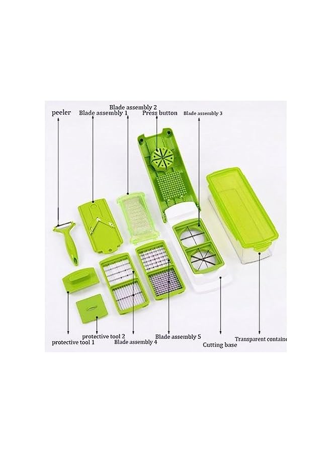 S-TOP Plus by Genius | 13 pieces | Fruit vegetable slicer | Food-Chopper PRO | Mandoline | Kitchen-Cutter Dicer | Stainless Steel | As seen on TV - Image 3