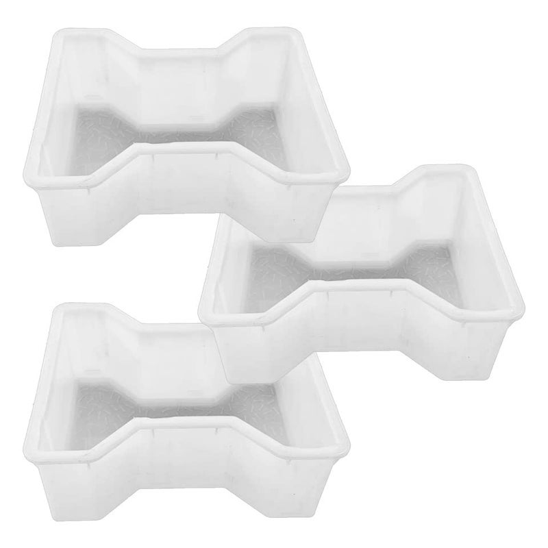 Reyal Lightweight Plastic Dumbell Paver Block mould80mm White Pack of 3