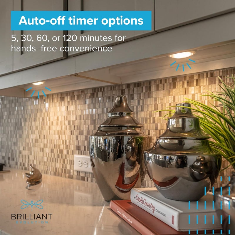 Brilliant Evolution Wireless LED Puck Light 3 Pack - Works with Remote Control - Under Cabinet, Closet Light - Battery Powered - Under Counter Lighting - Stick On Lights - Image 5