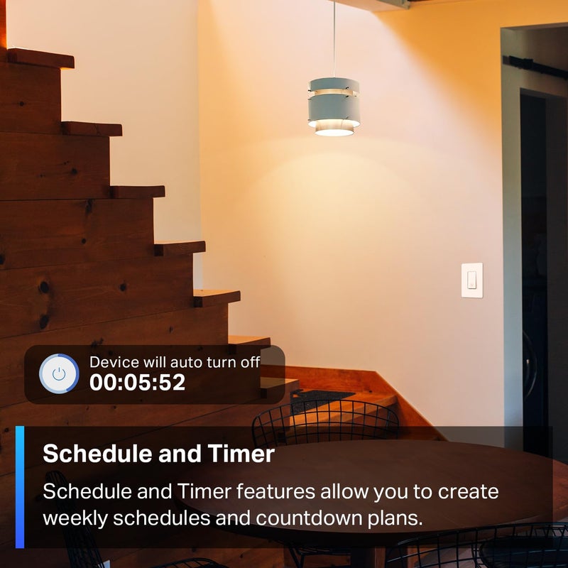tapo TP-Link Tapo Matter Smart Light Switch: Voice Control w/Siri, Alexa & Google Assistant | UL Certified | Timer & Schedule | Easy Guided Install | Neutral Wire Required | Single Pole | Tapo S505 - Image 3