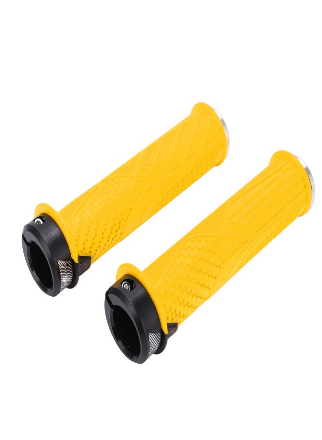 إنلي قطعتان من مقابض مقود الدراجة الجبلية من إنلي، مريحة، مصنوعة من مطاط TPR، مزودة بقفل، لون أصفر - Image 2