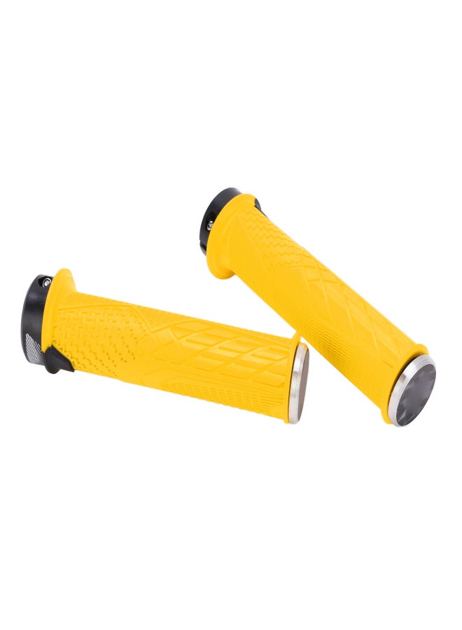 إنلي قطعتان من مقابض مقود الدراجة الجبلية من إنلي، مريحة، مصنوعة من مطاط TPR، مزودة بقفل، لون أصفر - Image 3