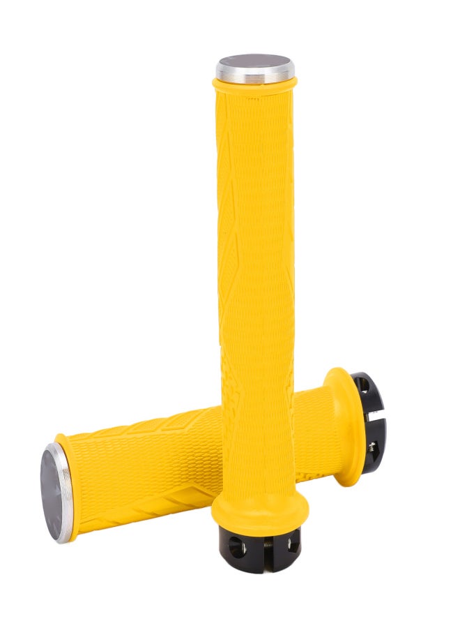 إنلي قطعتان من مقابض مقود الدراجة الجبلية من إنلي، مريحة، مصنوعة من مطاط TPR، مزودة بقفل، لون أصفر - Image 5