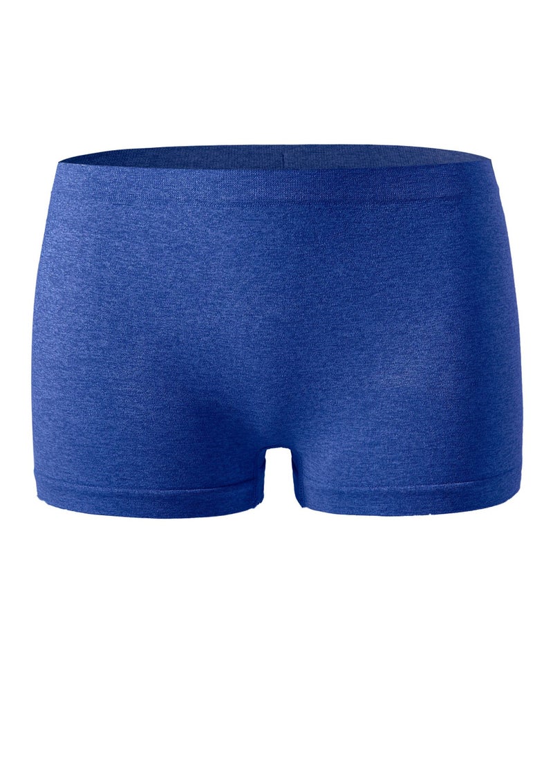 Loquat - Women's Solid Color Seamless Underwear Low-Waisted Boxer Briefs Soft Stretch Underwear Panties Dark Blue - Image 1