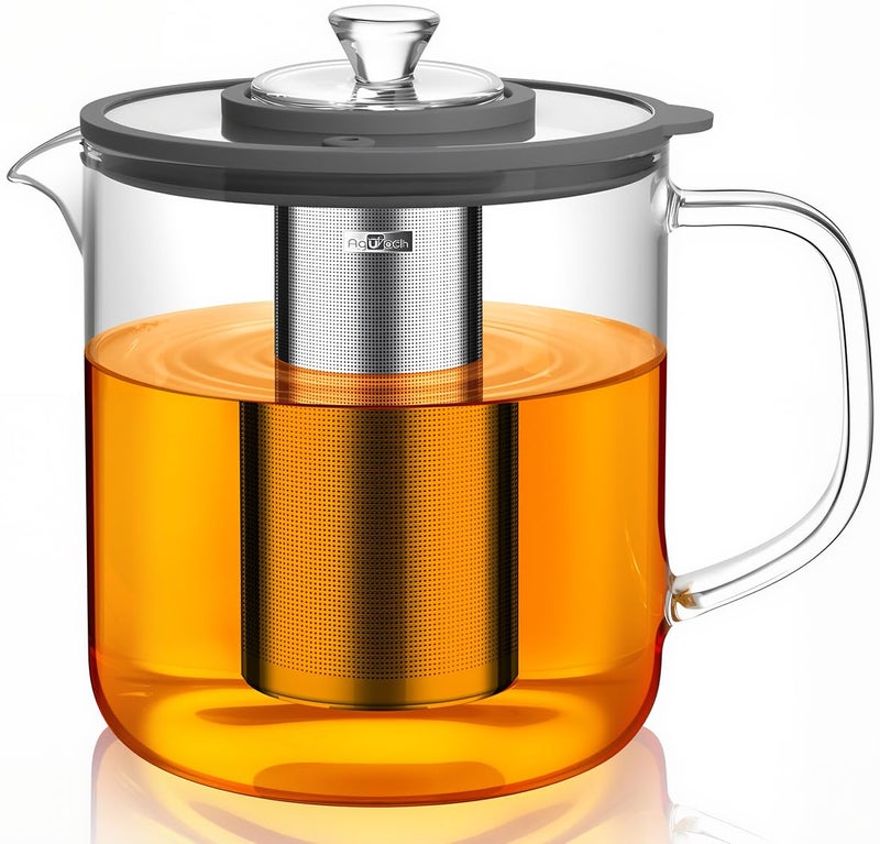 Aquach 68oz Glass Teapot with Infuser - Stovetop & Dishwasher Safe, Plastic-Free Borosilicate Glass Tea Kettle for Loose Leaf & Iced Tea - Image 1