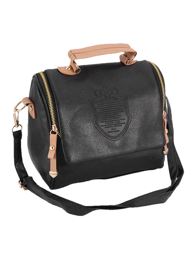 أوتاد حقيبة يد بسحاب مصنوعة من جلد البولي يوريثان أسود