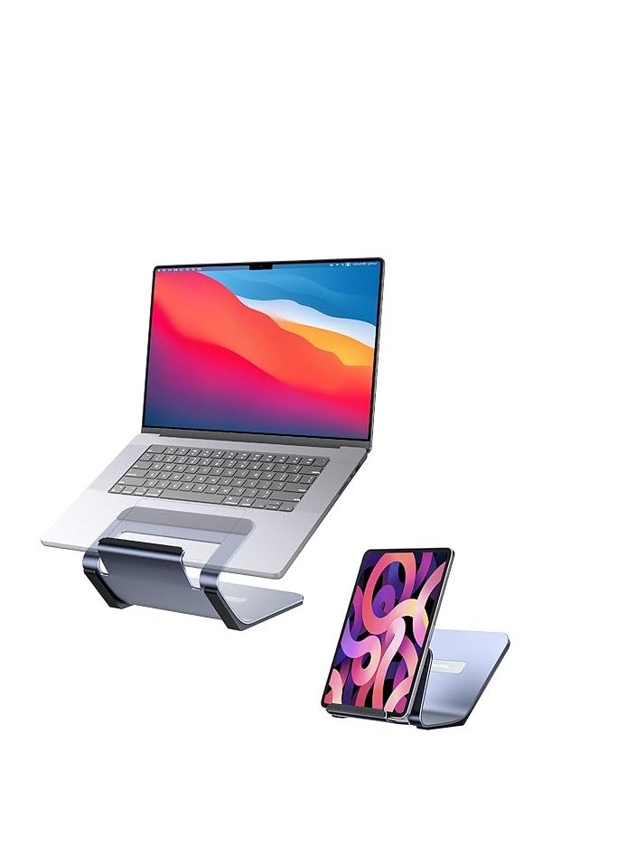 JSAUX - Laptop Stand for Desk, Aluminum 2 in 1 Computer Riser and Tablet Stand, Ergonomic Notebook Holder Compatible with MacBook Air Pro, iPad Air Pro - Image 1