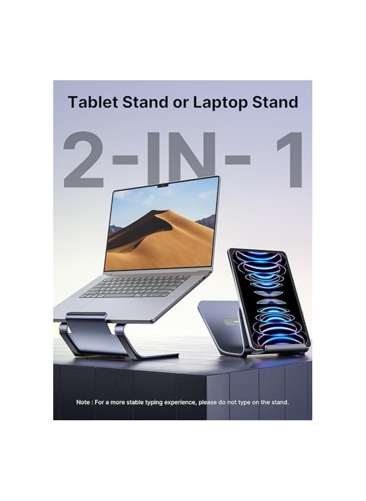 JSAUX - Laptop Stand for Desk, Aluminum 2 in 1 Computer Riser and Tablet Stand, Ergonomic Notebook Holder Compatible with MacBook Air Pro, iPad Air Pro - Image 1