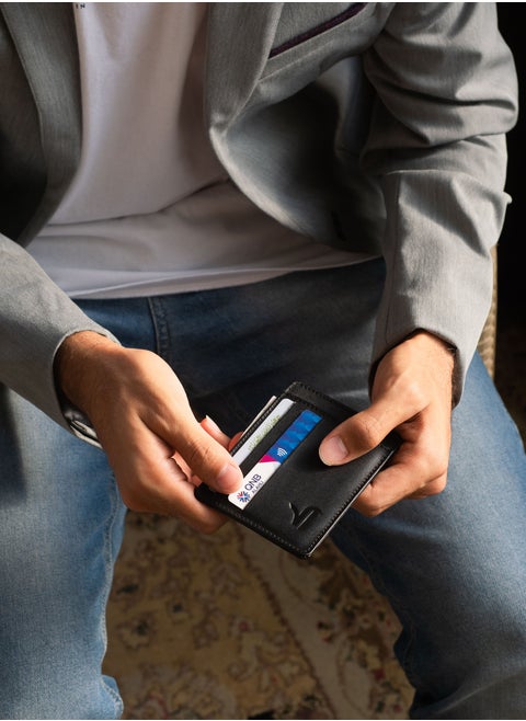 Genuine Leather Card Holder Black