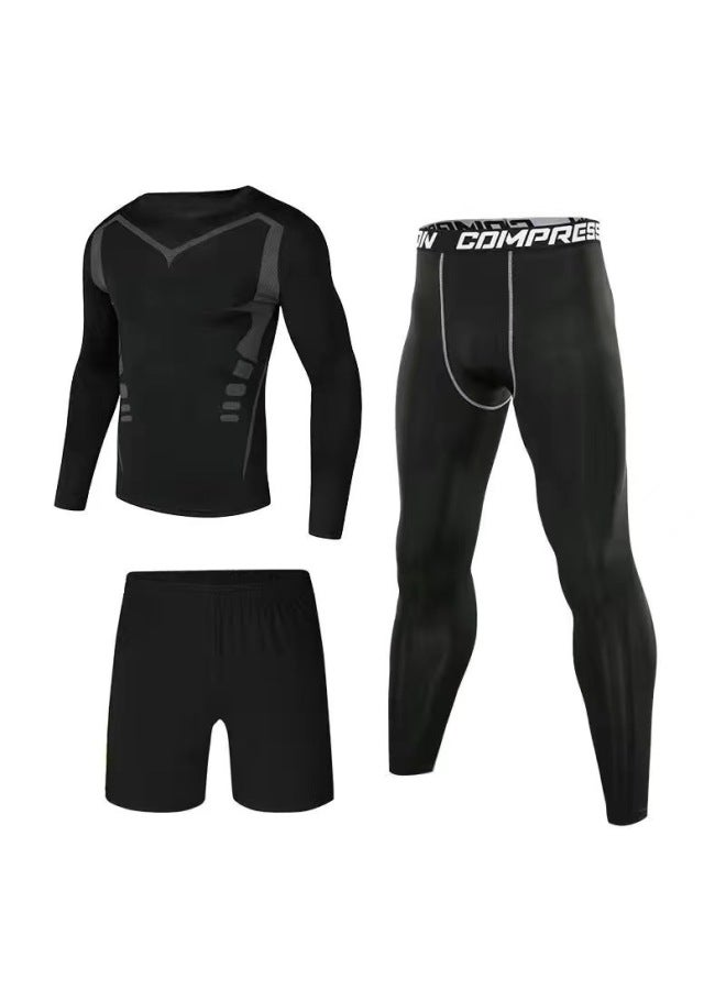 Loquat Swimsuit Men's Top Anti-embarrassment Adult Swimming Diving Suit Suit Summer Men's Swimming Trunks Men's Full Body Sun Protection Long Sleeve-Color:Science Fiction Long Sleeve Three-piece Suit-  - Image 1