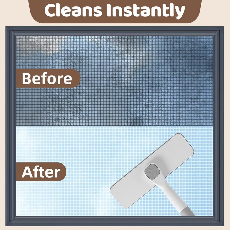 KASTWAVE Window Screen Cleaner with 360° Rotating Brush, Wide Mesh Screen Cleaning Tool with Storage Hook, Multi-Functional Reusable Brush for Pet Hair, Sofa, Carpet, Curtain & Window Cleaning - Image 2