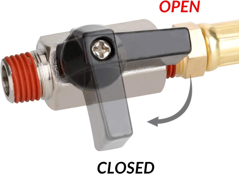 Hromee Extended Tank Drain Assembly Kit with 10 Inch Braided Steel Hose 1/4 Inch Drain Valve and Elbow Fitting for Air Compressor - Image 3