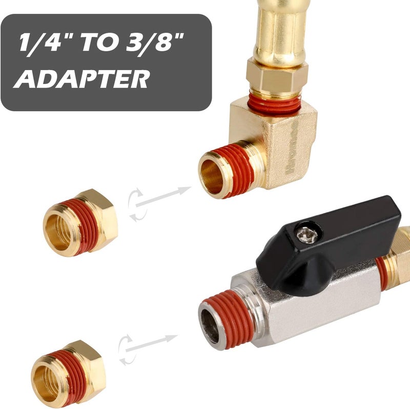 Hromee Extended Tank Drain Assembly Kit with 10 Inch Braided Steel Hose 1/4 Inch Drain Valve and Elbow Fitting for Air Compressor - Image 4
