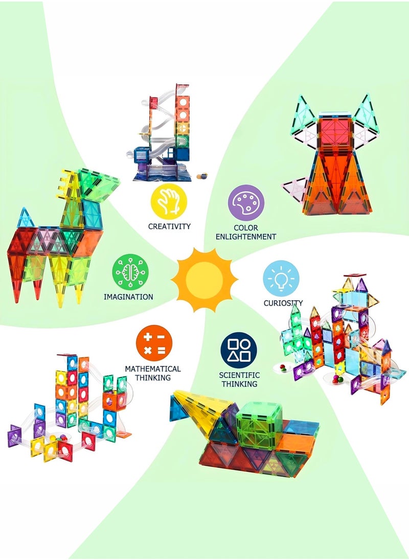 Toshionics Magnetic Tiles Building Pipeline Blocks 97 Pieces Building Blocks Toys for Kis Toddlers Educational DIY Learning Toy for Boys and Girls Magnet Puzzles Stacking STEM Building Blocks and Pipelines Ideal for Birthday and Holiday Gifts  - Image 3