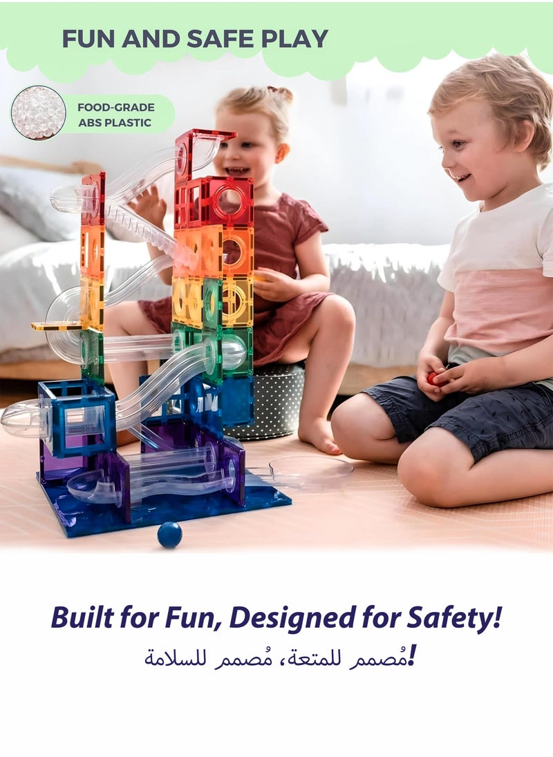 Toshionics Magnetic Tiles Building Pipeline Blocks 97 Pieces Building Blocks Toys for Kis Toddlers Educational DIY Learning Toy for Boys and Girls Magnet Puzzles Stacking STEM Building Blocks and Pipelines Ideal for Birthday and Holiday Gifts  - Image 4