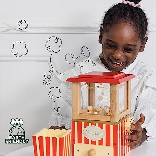 Le Toy Van - Wooden Honeybake Retro Popcorn Machine | Cinema  Kitchen Or Movies Pretend Play | Movie Night Role Kids Play Toy - Image 5