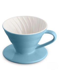رانك  قمع تقطير V60 سيراميك 01 سماوي مع فلاتر قهوة v60 عدد 100 فلتر مقاس 01 حجم كبير ابيض  - Image 2