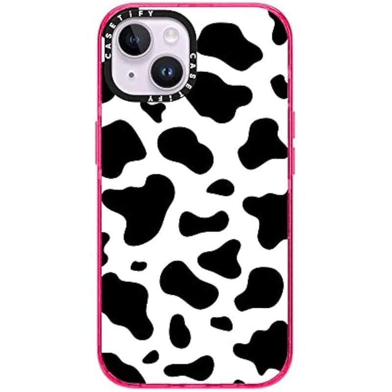 Casetify Impact Case MagSafe Compatible for iPhone 14 - Cow Print - Bubblegum Re/ - Image 1