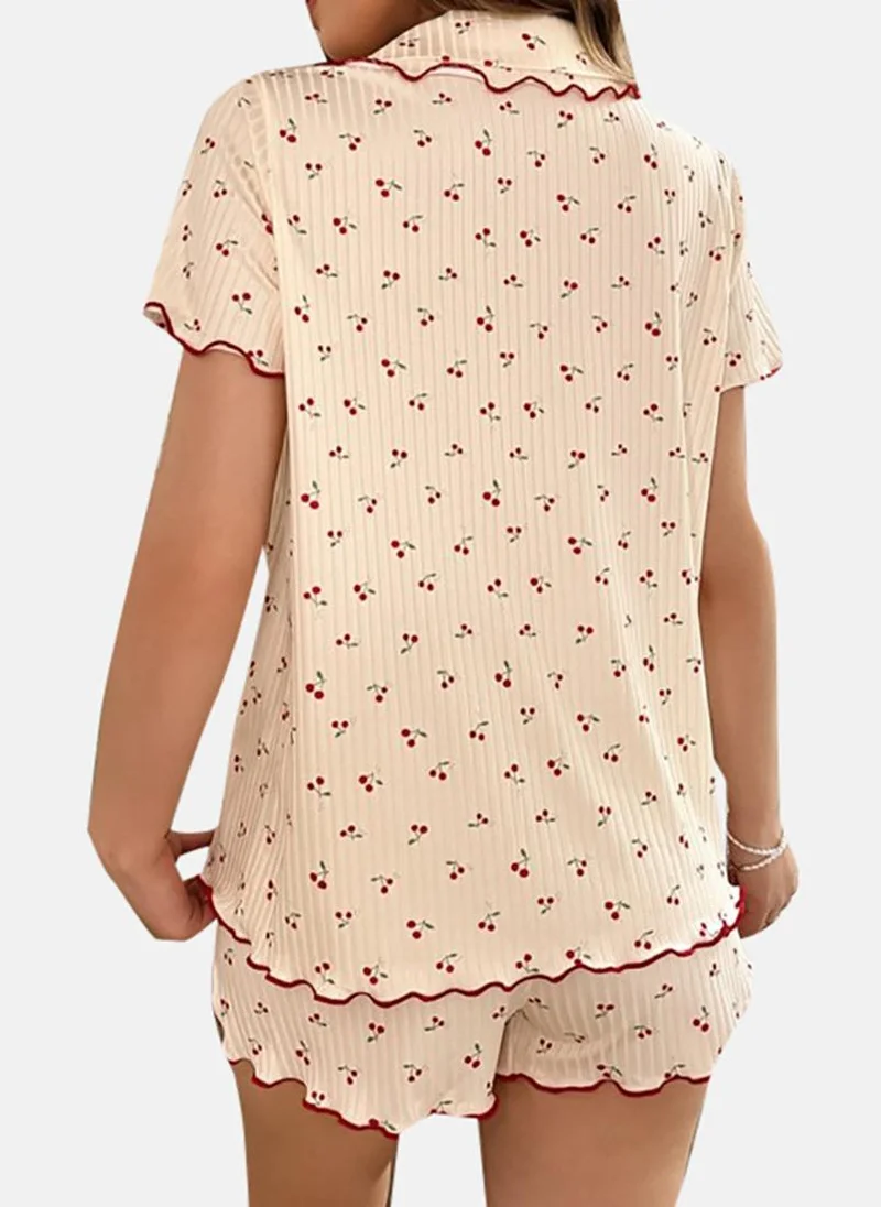 YUNIQEE Cream Printed Shorts & Shirt