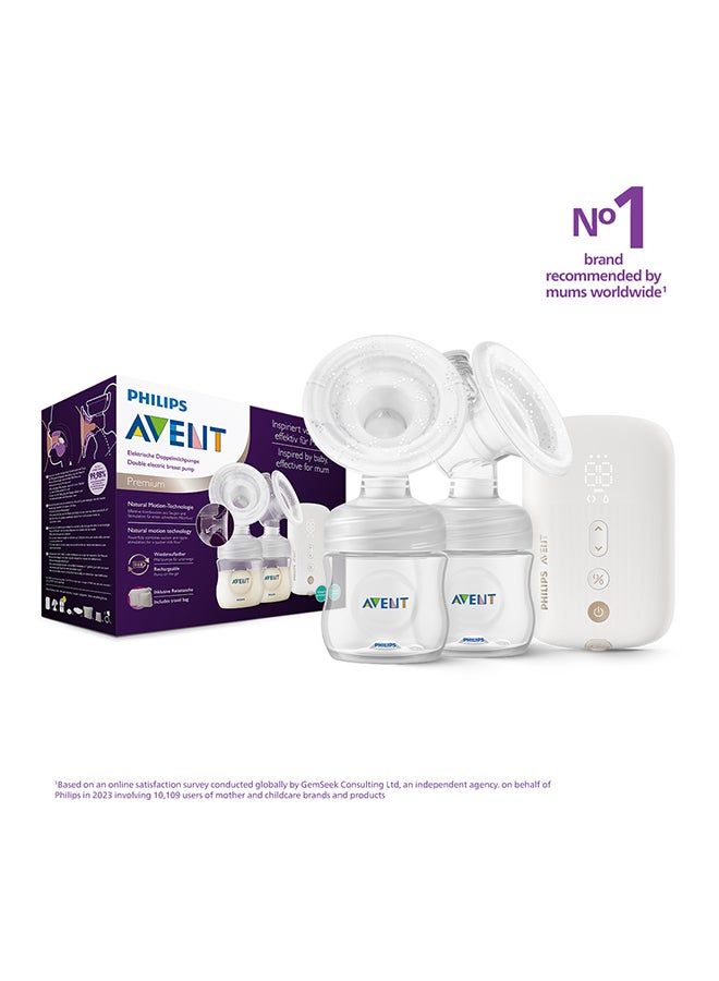 Philips Avent Double Electric Breast Pump Rechargeable| 3 Pin | No.1 Brand Recommended By Moms Worldwide | Natural Motion Technology For Quicker Milk Flow