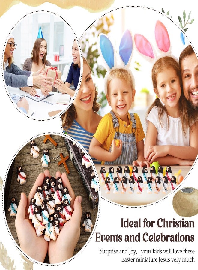 Bememo 100 Pcs Little Jesus Figures Jesus Loves You Original Design Rubber Pocket Toys Little Figures to Hide and Seek Sunday School Religious Party Share Gifts(Bohemian Color) - Image 3