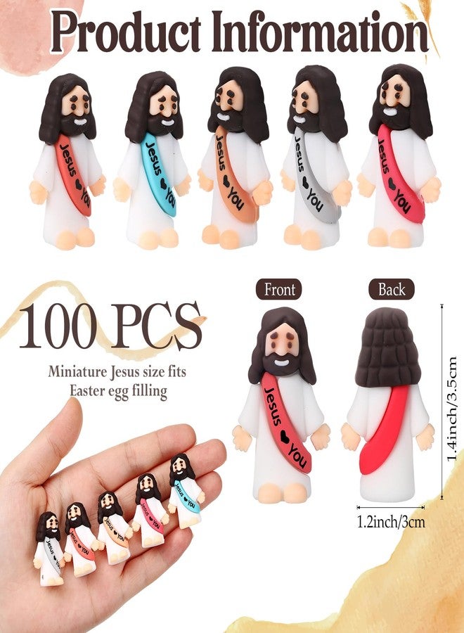 Bememo 100 Pcs Little Jesus Figures Jesus Loves You Original Design Rubber Pocket Toys Little Figures to Hide and Seek Sunday School Religious Party Share Gifts(Bohemian Color) - Image 2