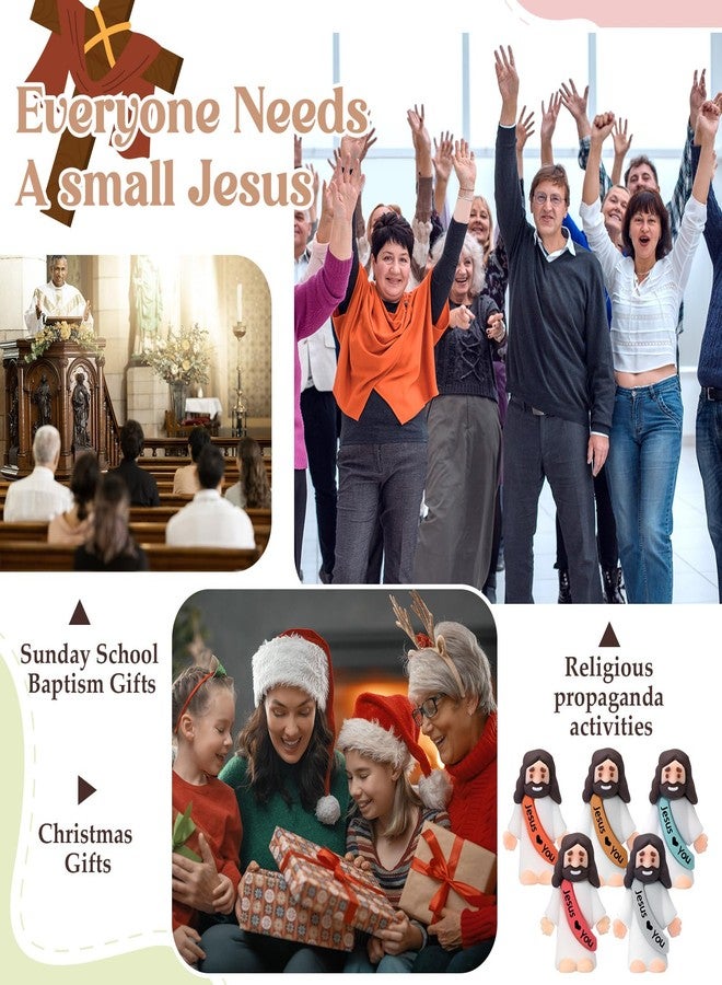 Bememo 100 Pcs Little Jesus Figures Jesus Loves You Original Design Rubber Pocket Toys Little Figures to Hide and Seek Sunday School Religious Party Share Gifts(Bohemian Color) - Image 5