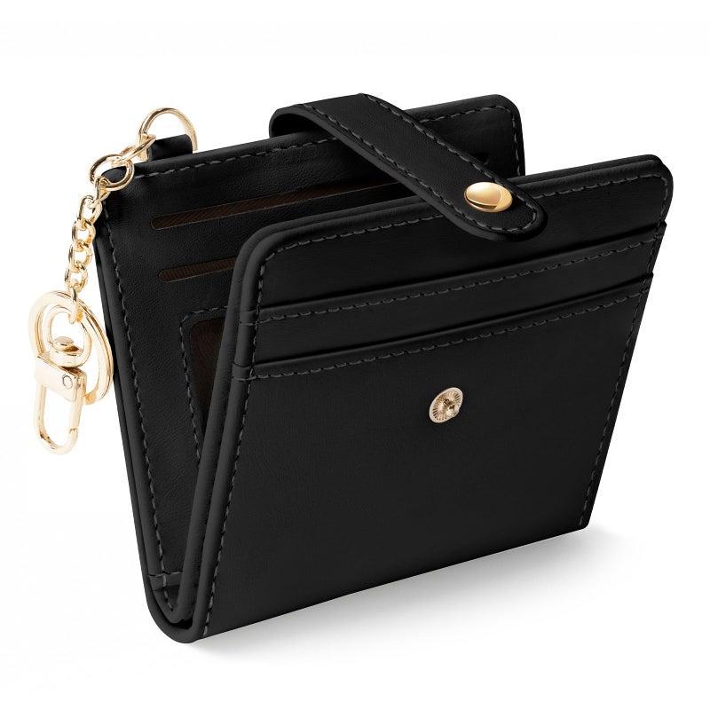 Jogjam Black Rfid Ladies Wallet, Small Slim Thin Compact Credit Card Women Wallet, PU Leather Bifold Cash Zipper Coin Pocket ID Window for Female - Image 1