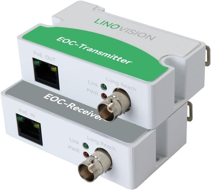 LINOVISION محول LINOVISION POE/Ethernet Over Coax EOC لنقل IP عبر الكابل المحوري بحد أقصى 1000 متر لنقل الطاقة والبيانات عبر كابل RG59 المحوري العادي لترقية نظام المراقبة التناظرية إلى نظام مراقبة IP - Image 1