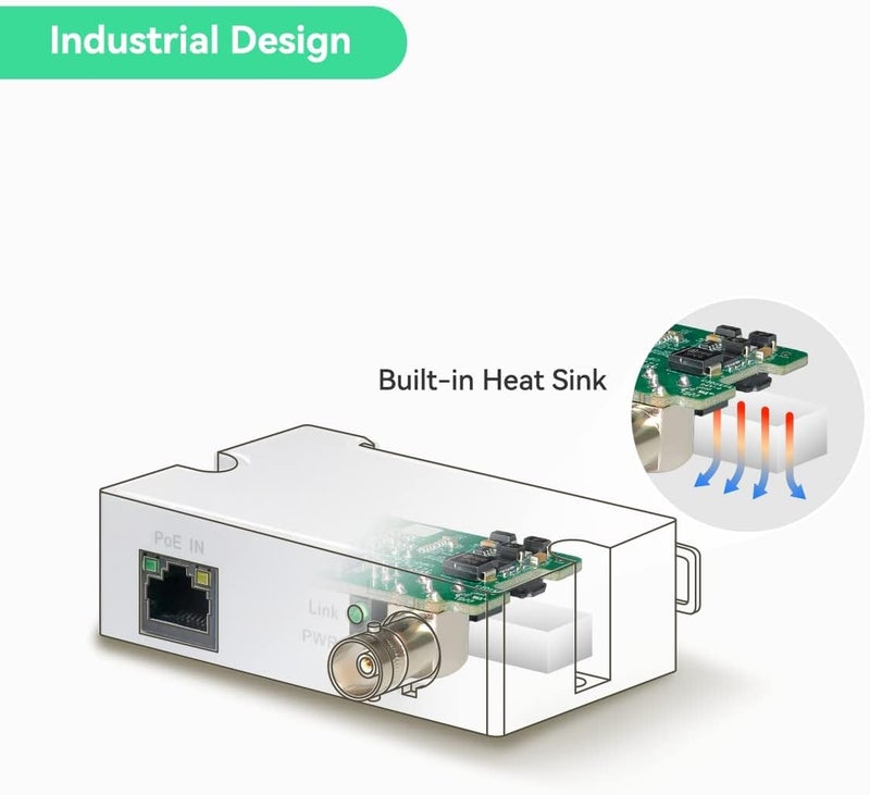 LINOVISION محول LINOVISION POE/Ethernet Over Coax EOC لنقل IP عبر الكابل المحوري بحد أقصى 1000 متر لنقل الطاقة والبيانات عبر كابل RG59 المحوري العادي لترقية نظام المراقبة التناظرية إلى نظام مراقبة IP - Image 2