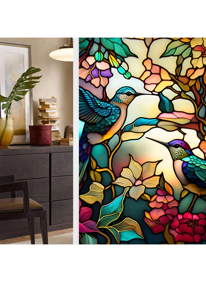 الأزرق جي دبليو BL112 -170 زهرة البحر ملصق زجاج إلكتروستاتيكي PVC ملصق نافذة خالي من الغراء ملصق زجاج نافذة ديكور المنزل - Image 1