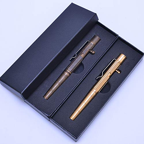 EKLOEN Bamboo Shaped Solid Brass Pen, Bolt Action EDC Pocket Signature Ballpoint Pen(Retro Black) - Image 3