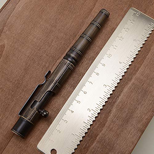 EKLOEN Bamboo Shaped Solid Brass Pen, Bolt Action EDC Pocket Signature Ballpoint Pen(Retro Black) - Image 4
