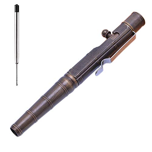 EKLOEN Bamboo Shaped Solid Brass Pen, Bolt Action EDC Pocket Signature Ballpoint Pen(Retro Black) - Image 1