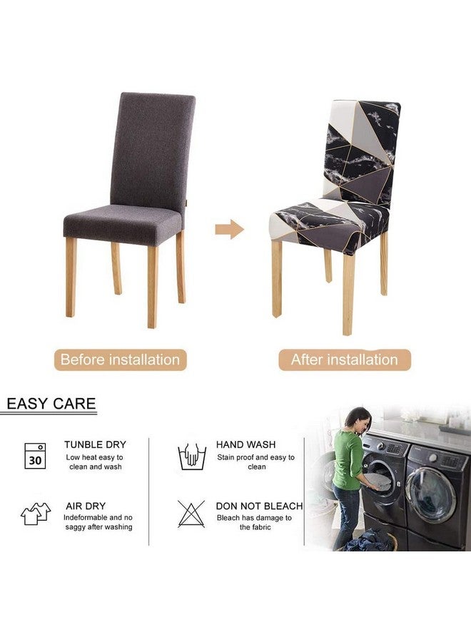 Styleys أغطية كراسي طعام مرنة قابلة للغسل مطبوعة من بوليستر من ستايلز (طقم من 4، بلاك بريزم، SLMC2024) - Image 4