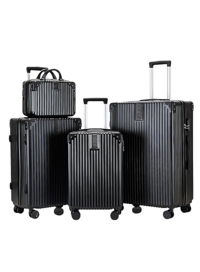 Favarey New Travel Luggage Set, ABS Travel Trolley Bag with Carry On Cabin Sizes and Check-in Sizes,Size 12/20/24/28, Black - Image 1