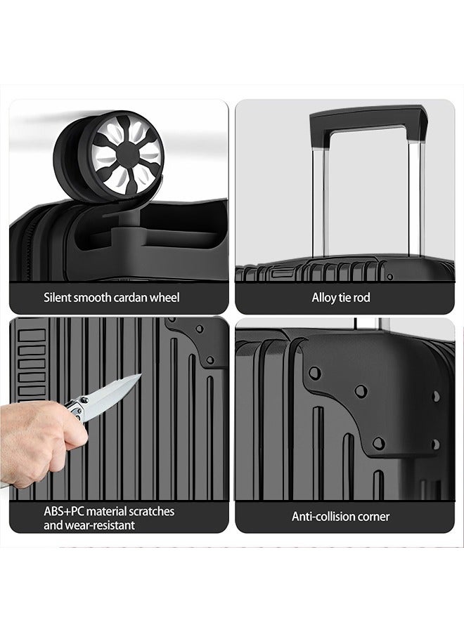 Favarey New Travel Luggage Set, ABS Travel Trolley Bag with Carry On Cabin Sizes and Check-in Sizes,Size 12/20/24/28, Black - Image 2