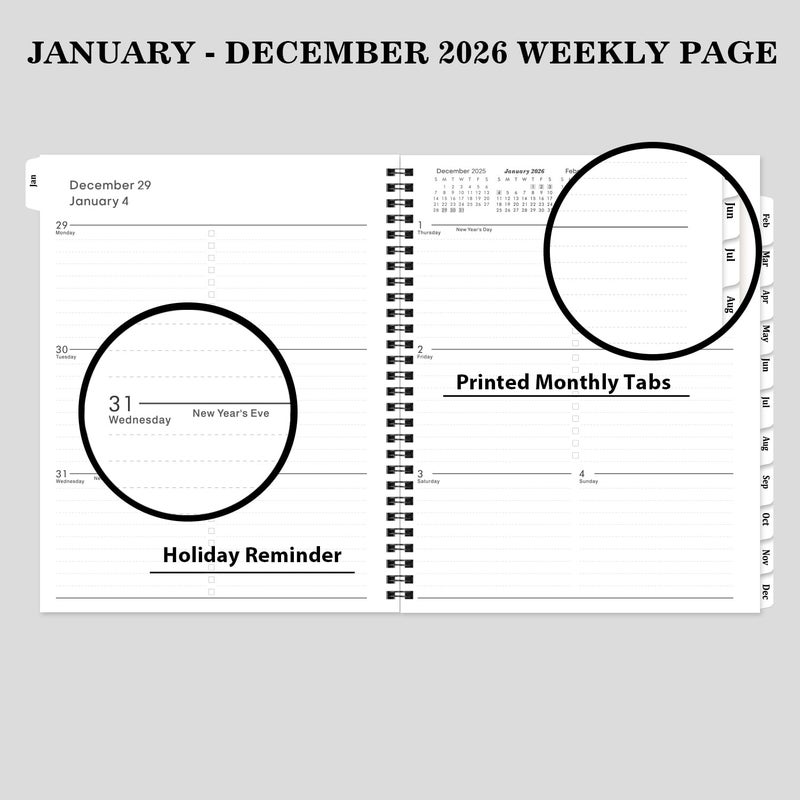 BooQool 2026 Planner - Calendar Planner 2026, 8" x 10", Jan. 2026 - Dec. 2026, 2026 Planner Weekly and Monthly with Flexible PP Cover, To-Do List, 12 Monthly Tabs - Image 5