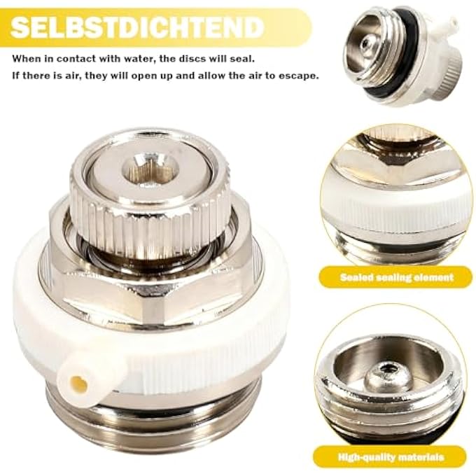 PACK OF 3 AUTOMATIC RADIATOR BLEEDS, 1/2 INCH RADIATOR BLEED VALVE, RADIATOR BLEED VALVE, FOR BRASS SELF-VENTING RADIATOR VALVE, RADIATOR FAN - Image 3