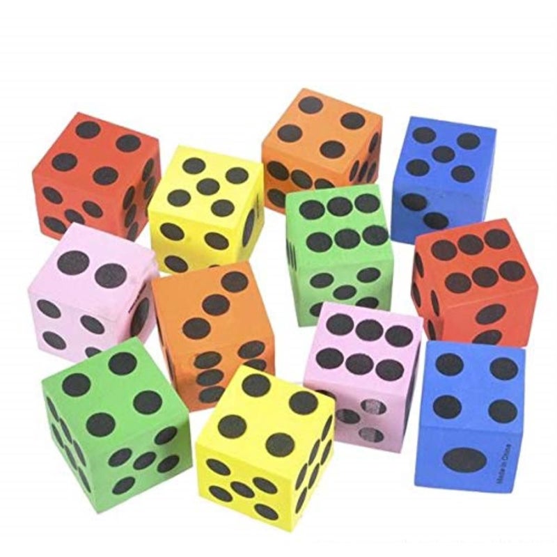Rhode Island Novelty ~ 12 ~ Foam Dice ~ 1.5 Inch ~ Games Math Teaching ~ New - Image 2