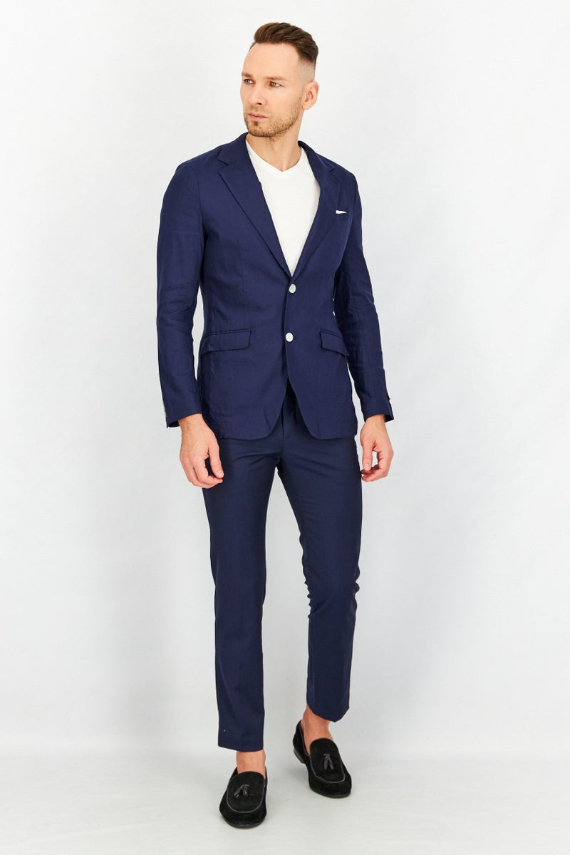 SELECTED Men Slim Fit Solid Formal Blazer, Navy - Image 3