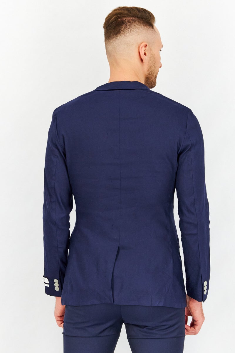 SELECTED Men Slim Fit Solid Formal Blazer, Navy - Image 4